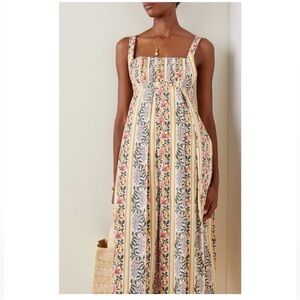 Agua Bendita Hortensia Pleated Floral Maxi Dress